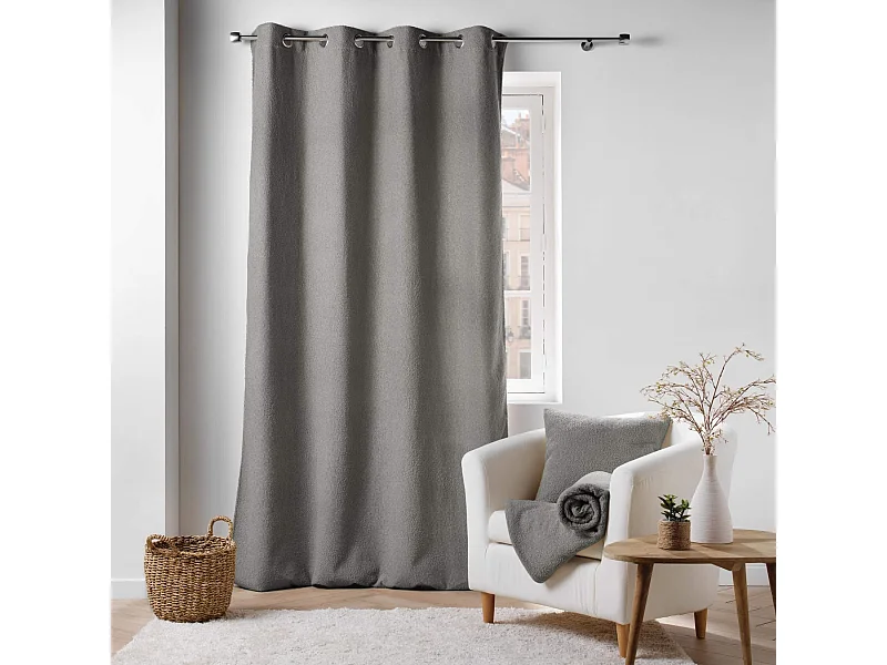 Rideau à Œillets Bouclette "Wooly" 140x240cm Gris
