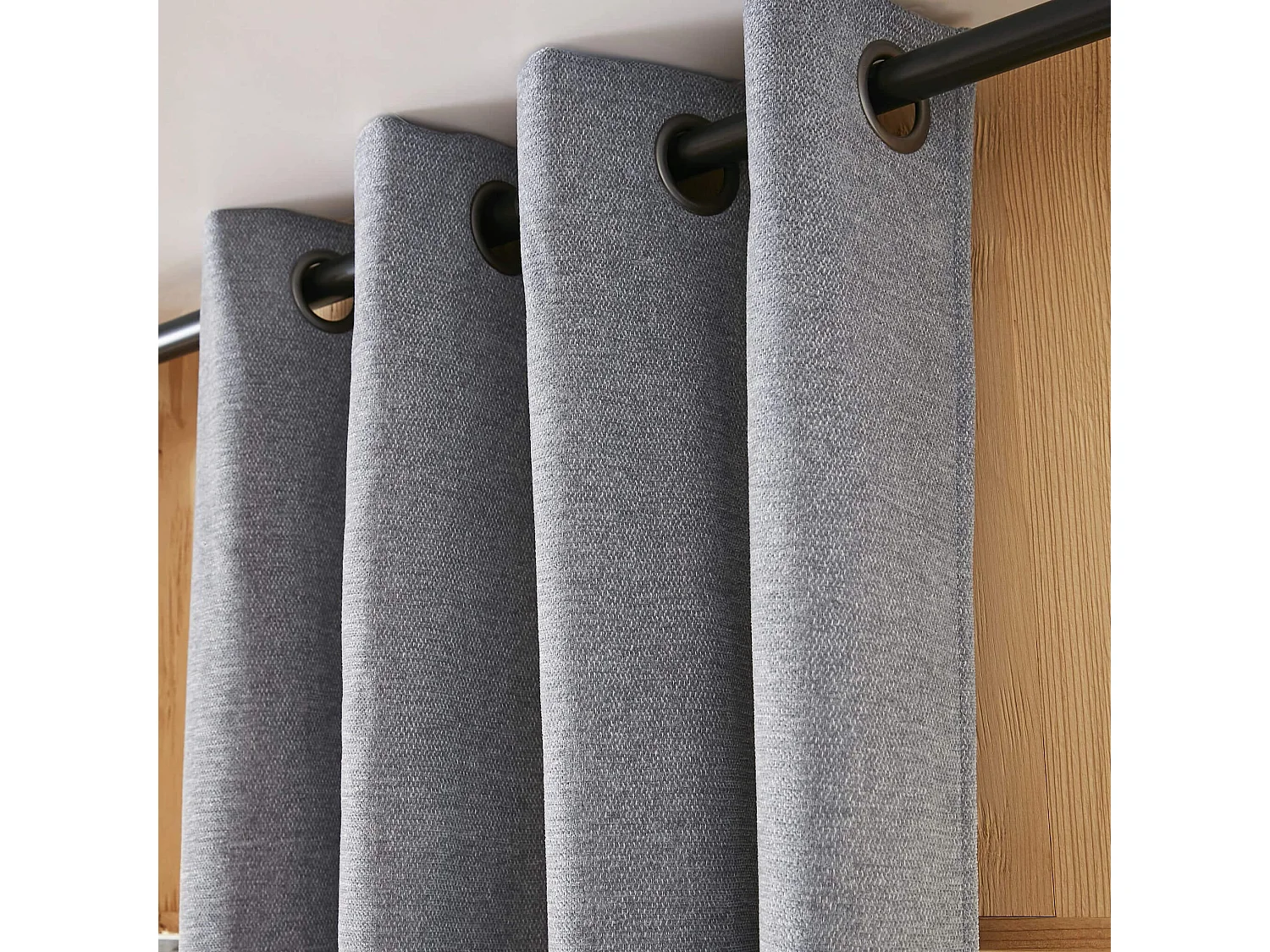 Rideau occultant thermique à oeillets 140x180 Gris