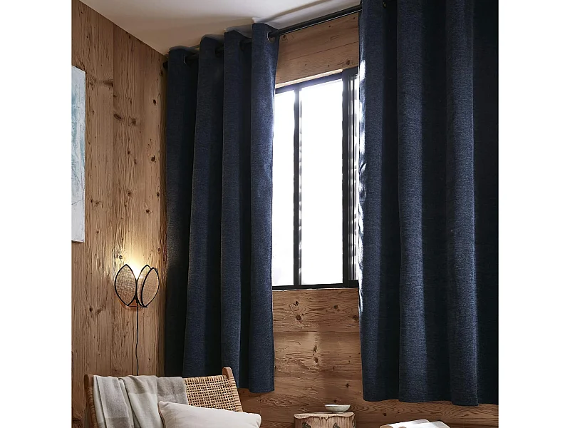 Rideau occultant thermique à oeillets 140x180 Bleu