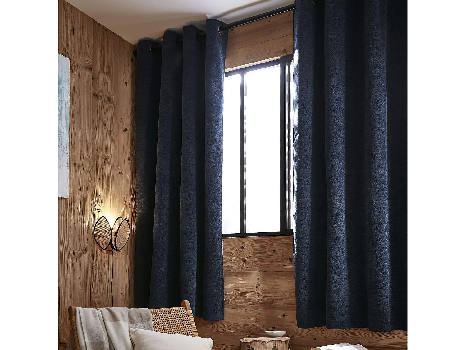 Rideau occultant thermique à oeillets 140x180 Bleu