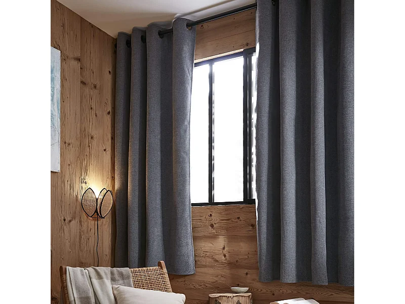 Rideau occultant thermique à oeillets 140x260 Gris