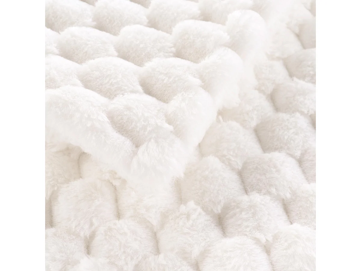 Koc w kratę z imitacji futra/Sherpa Frosty 180x220 - Douceur d'Intérieur