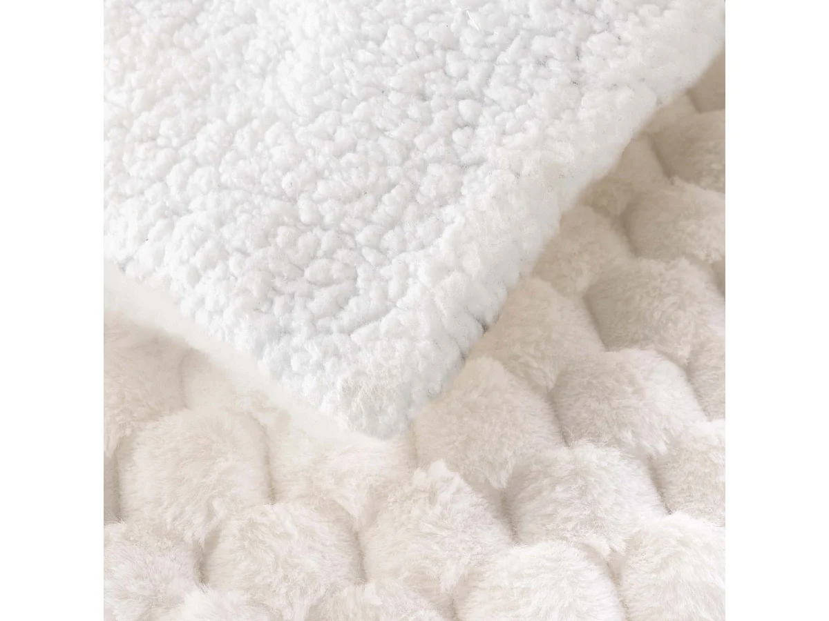 Koc w kratę z imitacji futra/Sherpa Frosty 180x220 - Douceur d'Intérieur