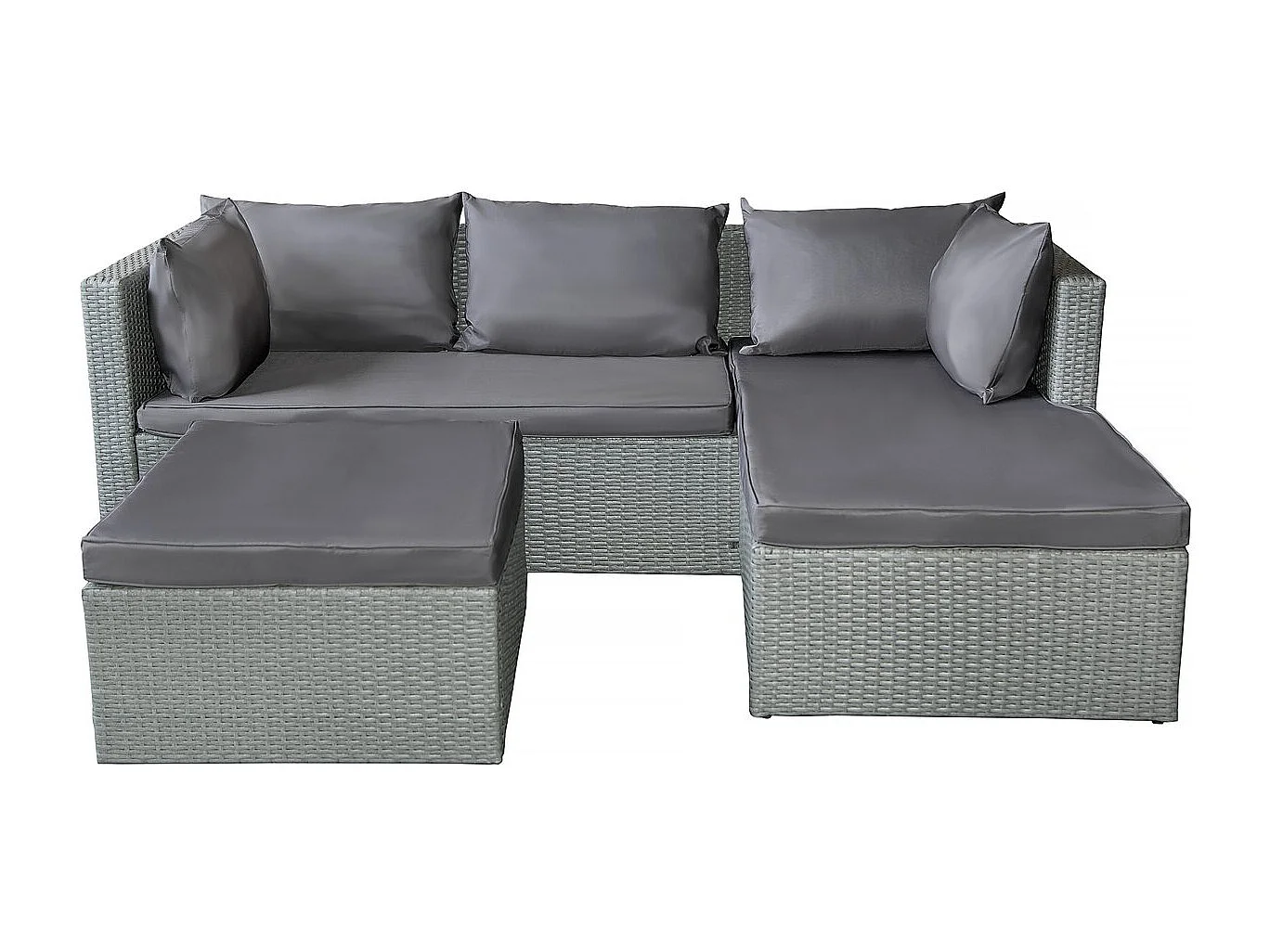 Conjunto de jardim baixo em resina trançada "Diya" 3 lugares - Cinza, conjunto luxuoso de 4 peças para sublimar o seu espaço exterior