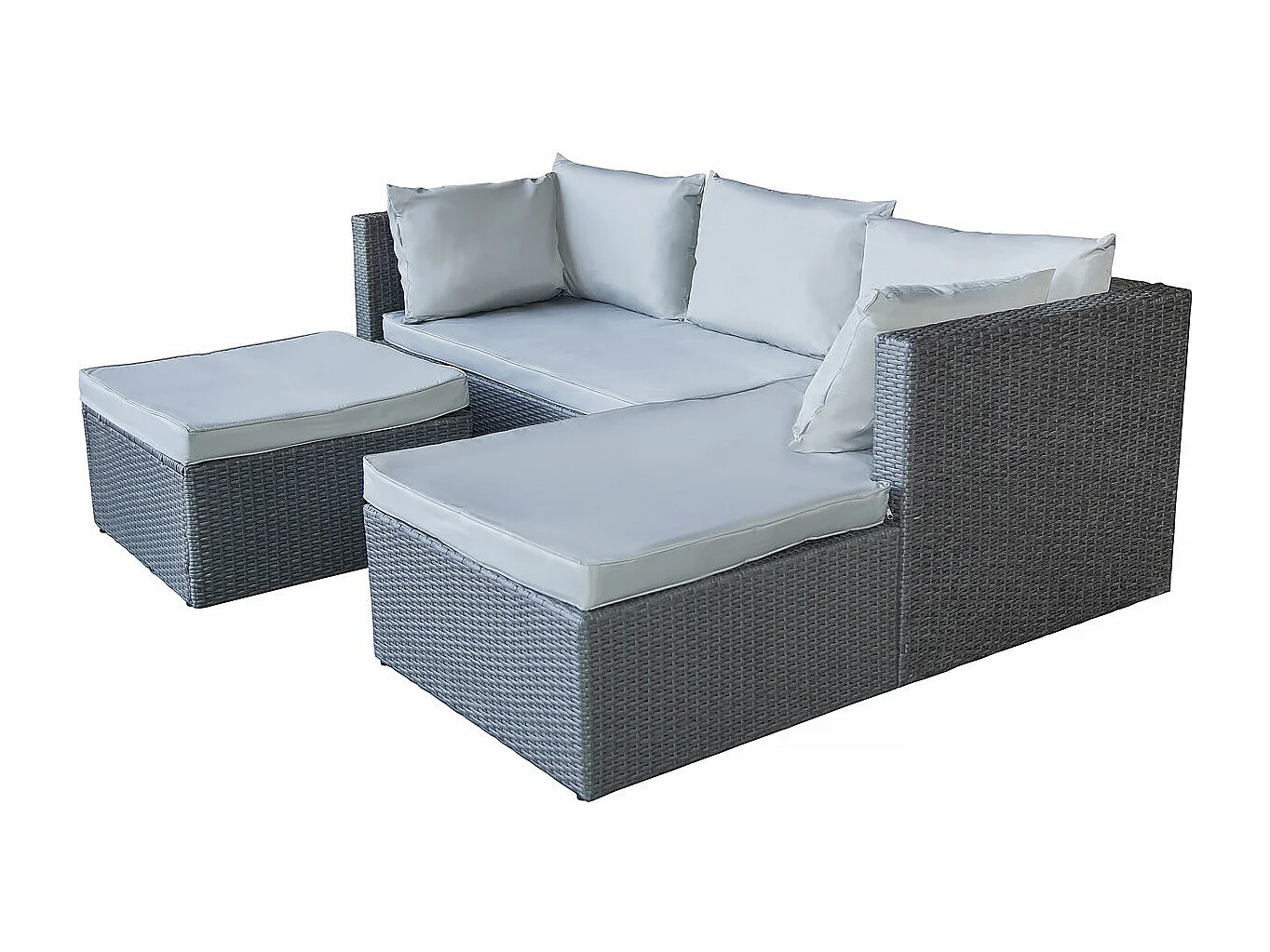 Salon de jardin bas en résine tressée "Diya" 3 places - Gris clair