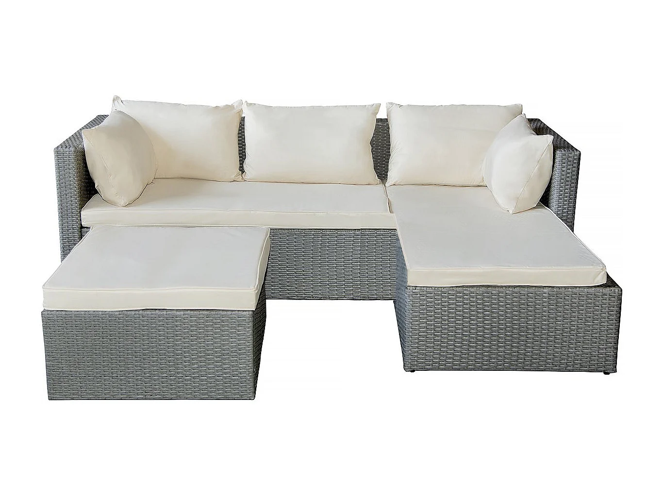 Lage loungeset van gevlochten hars "Diya" 3 plaatsen - Grijs, modulair en elegant ontwerp voor alle ruimtes