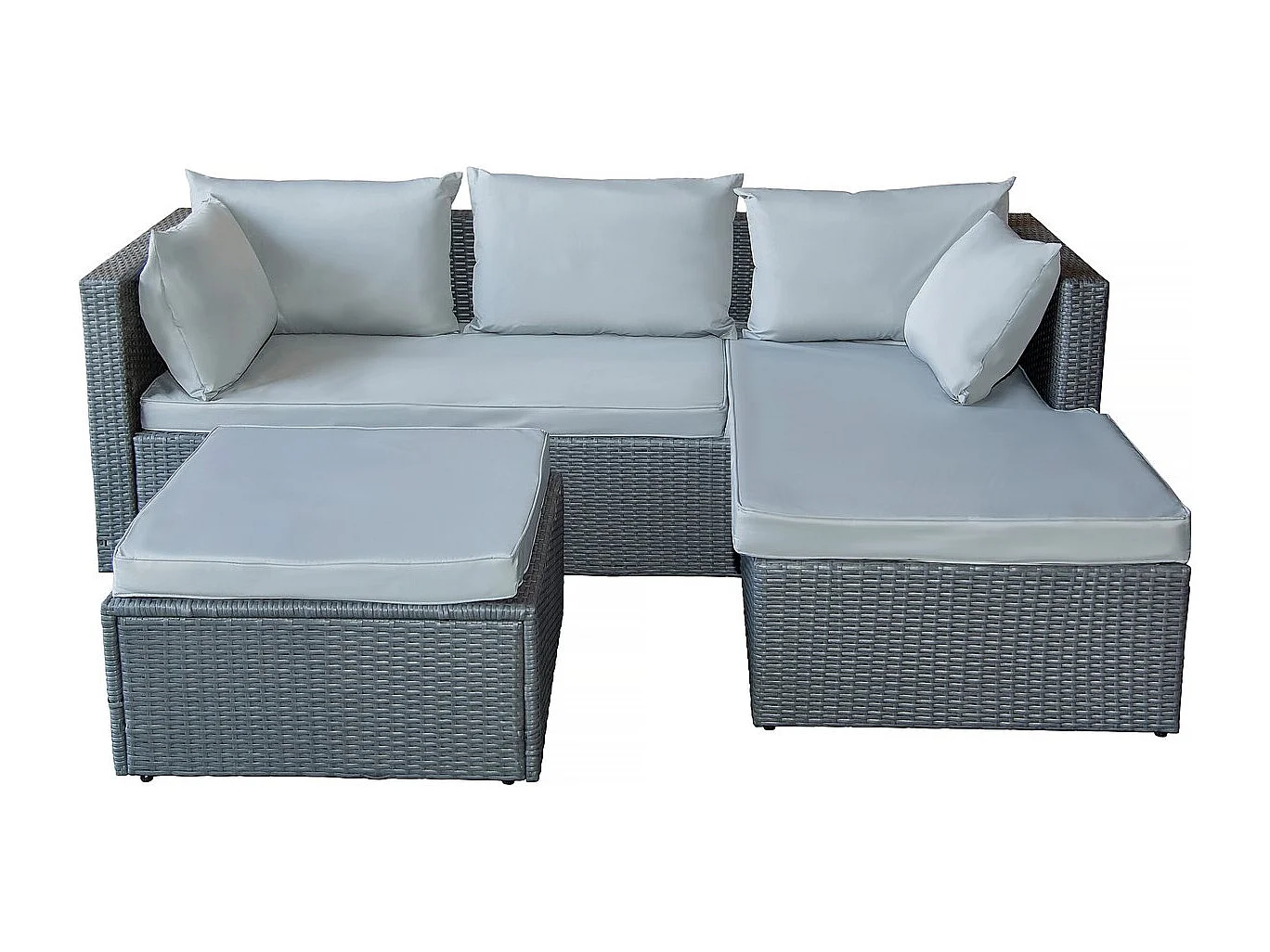 Lage loungeset van gevlochten hars "Diya" 3 plaatsen - Grijs, modulair en elegant ontwerp voor alle ruimtes