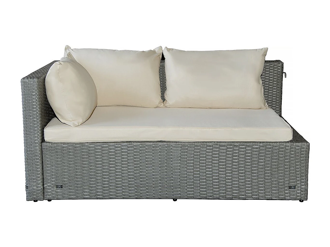 Lage loungeset van gevlochten hars "Diya" 3 plaatsen - Grijs, modulair en elegant ontwerp voor alle ruimtes