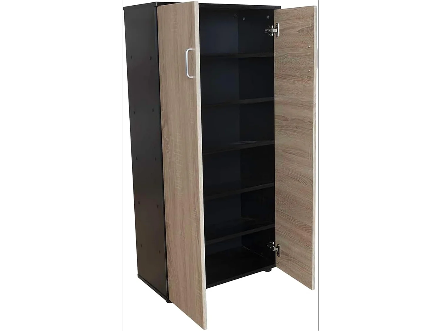 DUPI Zapatero Librería de Dos Puertas, Madera, Zapatero Puertas de Libro Mueble Auxiliar, Medidas: 60cms Ancho, 24,5cms Profundo, 124cms Alto (Taupe/Negro)