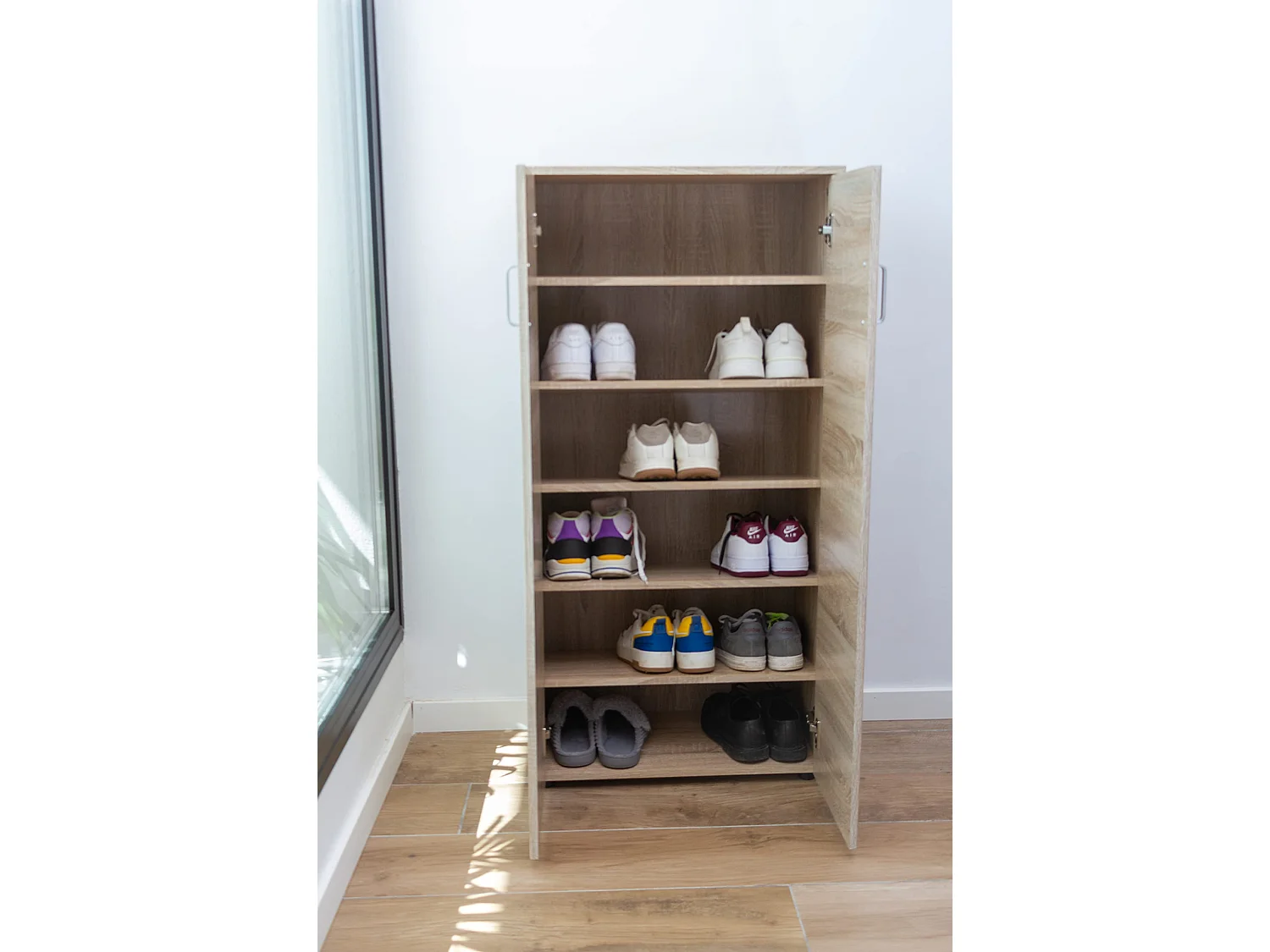 DUPI Zapatero Librería de Dos Puertas, Madera, Zapatero Puertas de Libro Mueble Auxiliar, Medidas: 60cms Ancho, 24,5cms Profundo, 124cms Alto (Taupe)