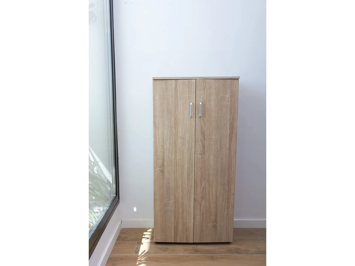 DUPI Zapatero Librería de Dos Puertas, Madera, Zapatero Puertas de Libro Mueble Auxiliar, Medidas: 60cms Ancho, 24,5cms Profundo, 124cms Alto (Taupe)