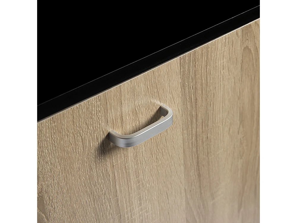 DUPI Zapatero Madera, Tres Puertas, Zapatero Puertas Oscilobatientes, Mueble Auxiliar, Medidas: 63cms Ancho, 24cms Profundo, 115cms Alto (Taupe/Negro)