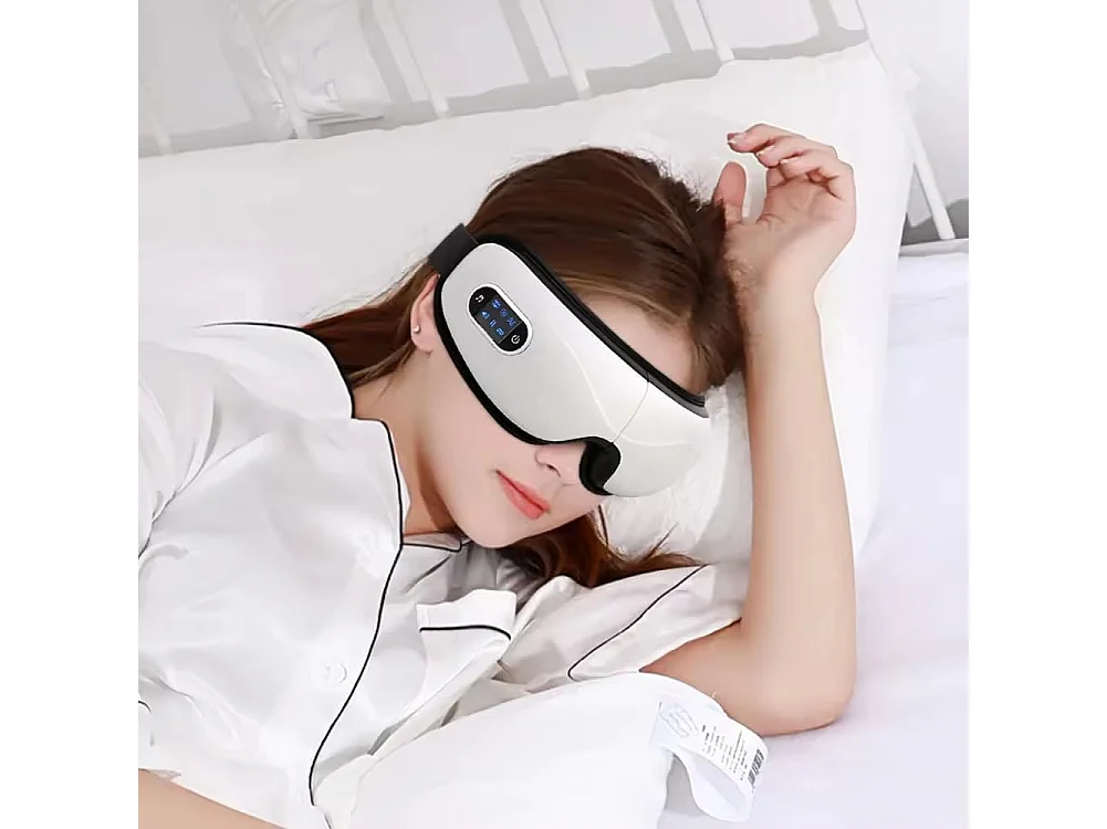 DUPI Masajeador de Ojos con Calor, Música Bluetooth, Masaje Vibratorio, Plegable, Alivio de Tensión Ocular, Ojos Secos, Mejora el Sueño