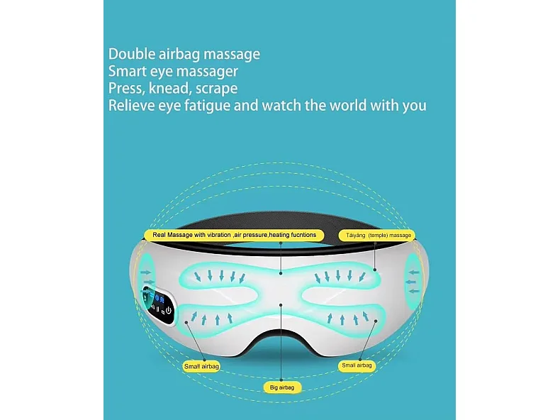 DUPI Masajeador de Ojos con Calor, Música Bluetooth, Masaje Vibratorio, Plegable, Alivio de Tensión Ocular, Ojos Secos, Mejora el Sueño