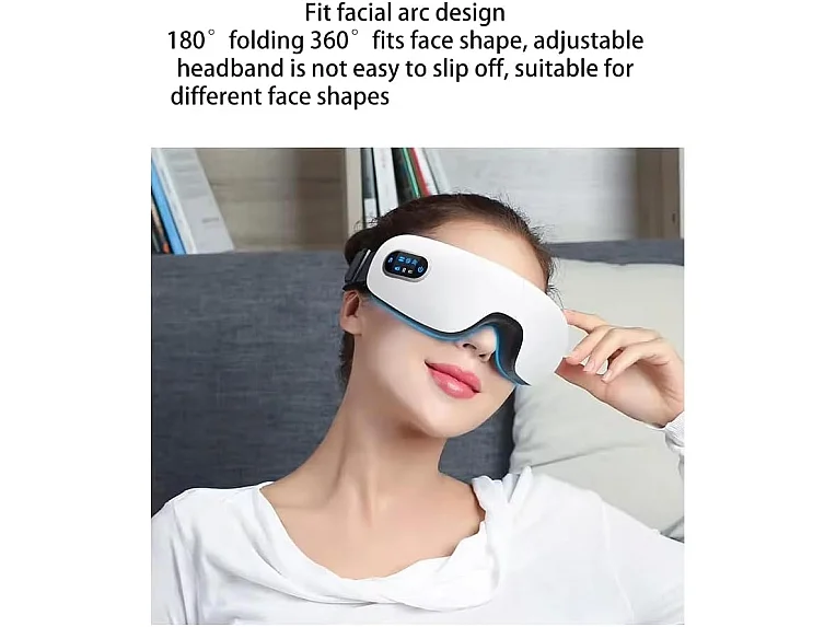 DUPI Masajeador de Ojos con Calor, Música Bluetooth, Masaje Vibratorio, Plegable, Alivio de Tensión Ocular, Ojos Secos, Mejora el Sueño