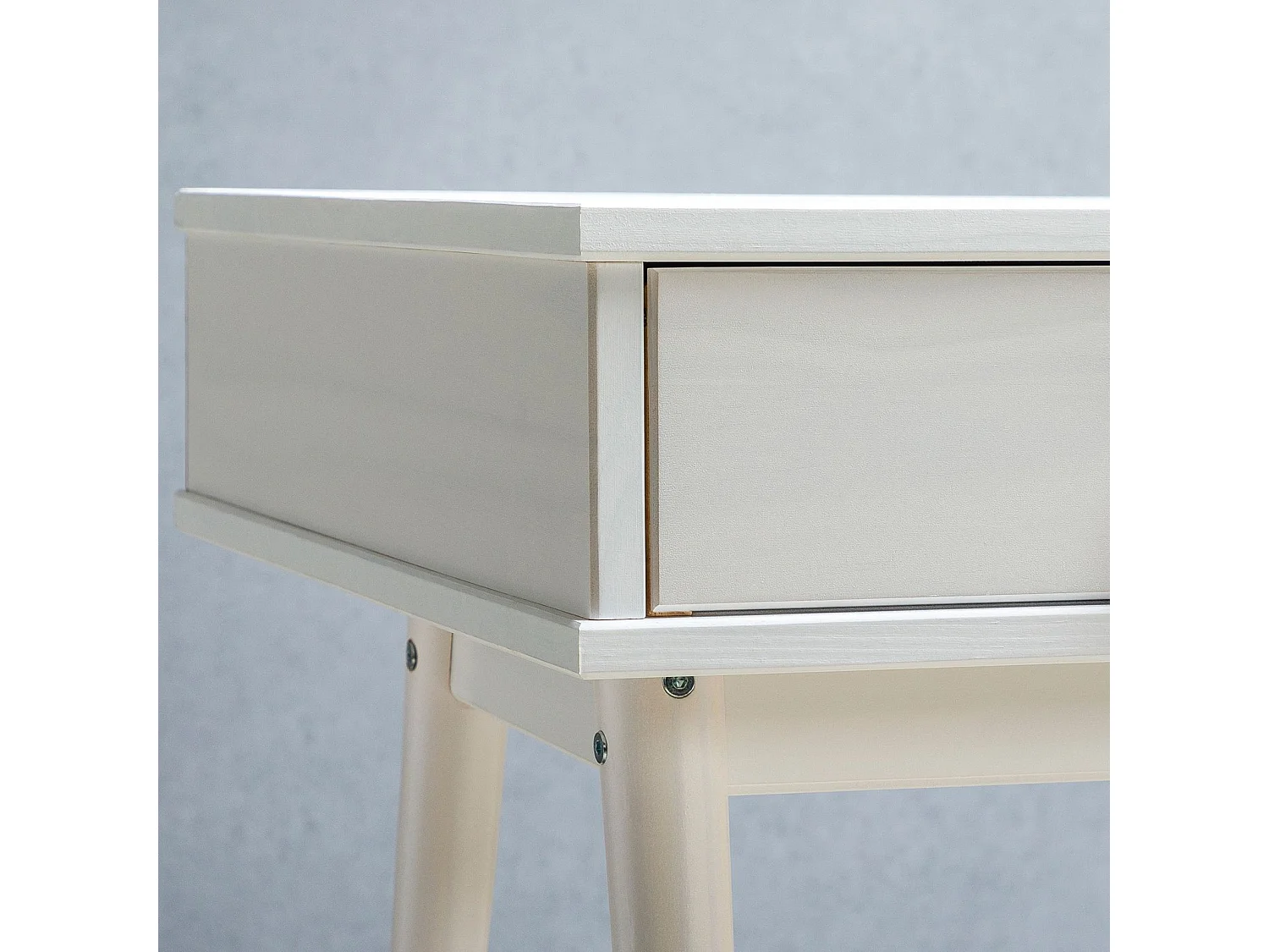 Bureau KIM secrétaire en pin massif avec 2 tiroirs et 1 niche bois lasuré blanc