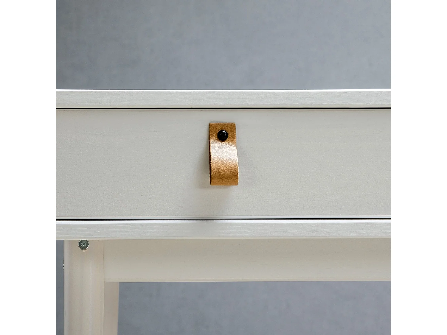 Bureau KIM secrétaire en pin massif avec 2 tiroirs et 1 niche bois lasuré blanc