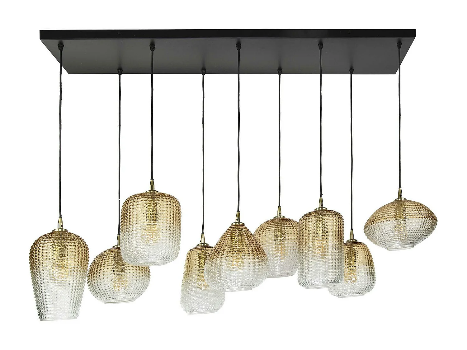 Suspension en verre ambré motif pois 9 abat-jour NOVA