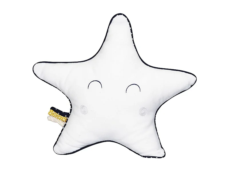 Coussin étoile en coton blanc HELLO - Sauthon