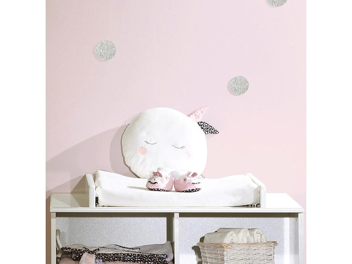 Coussin déco lune 30x30cm en polyester blanc MISS FLEUR DE LUNE - Sauthon