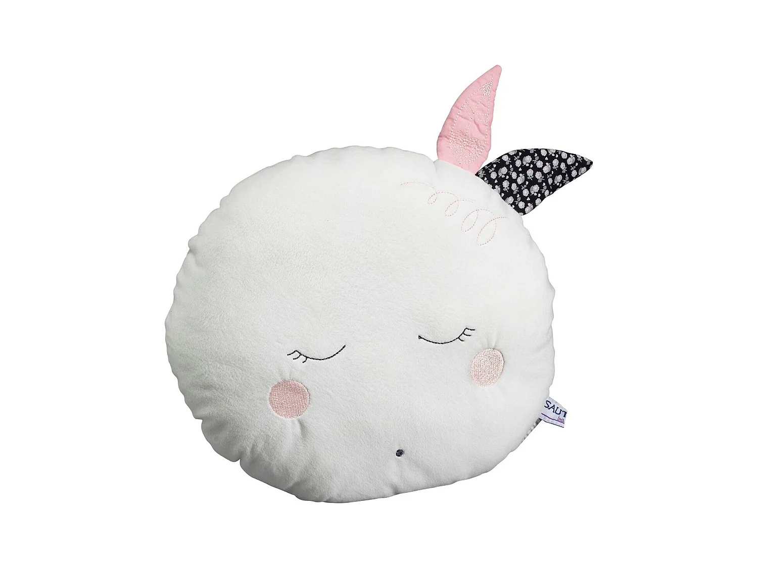 Coussin déco lune 30x30cm en polyester blanc MISS FLEUR DE LUNE - Sauthon