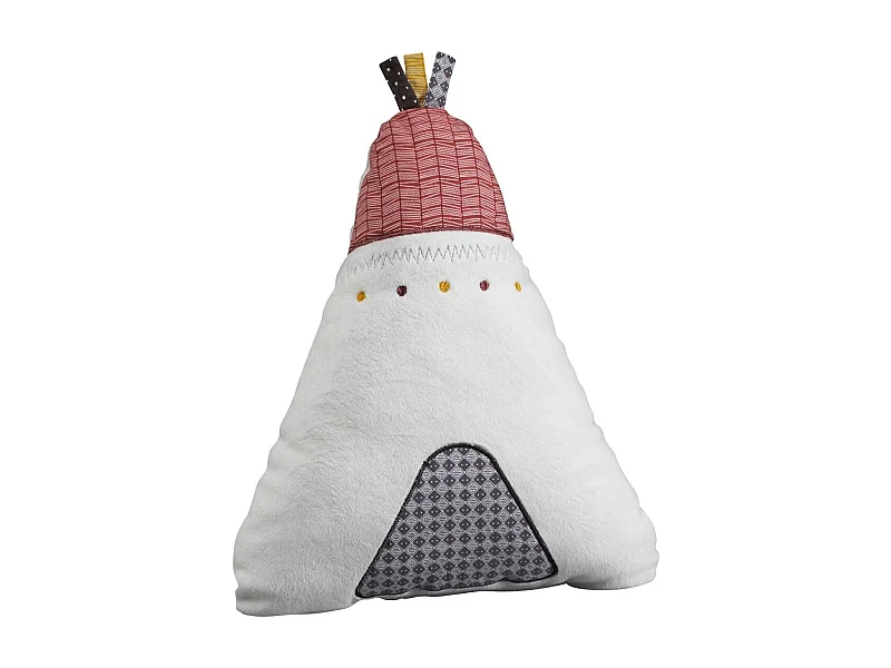 Coussin déco Tipi 27x22cm en polyester blanc TIMOUKI - Sauthon