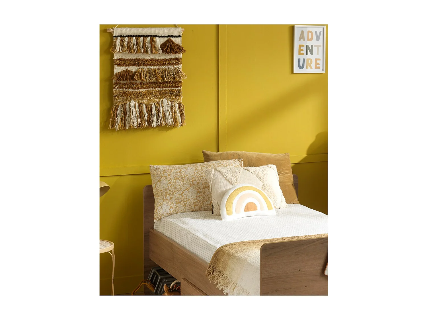 Coussin arc en ciel 35x20cm en coton blanc SUNLIGHT - Sauthon