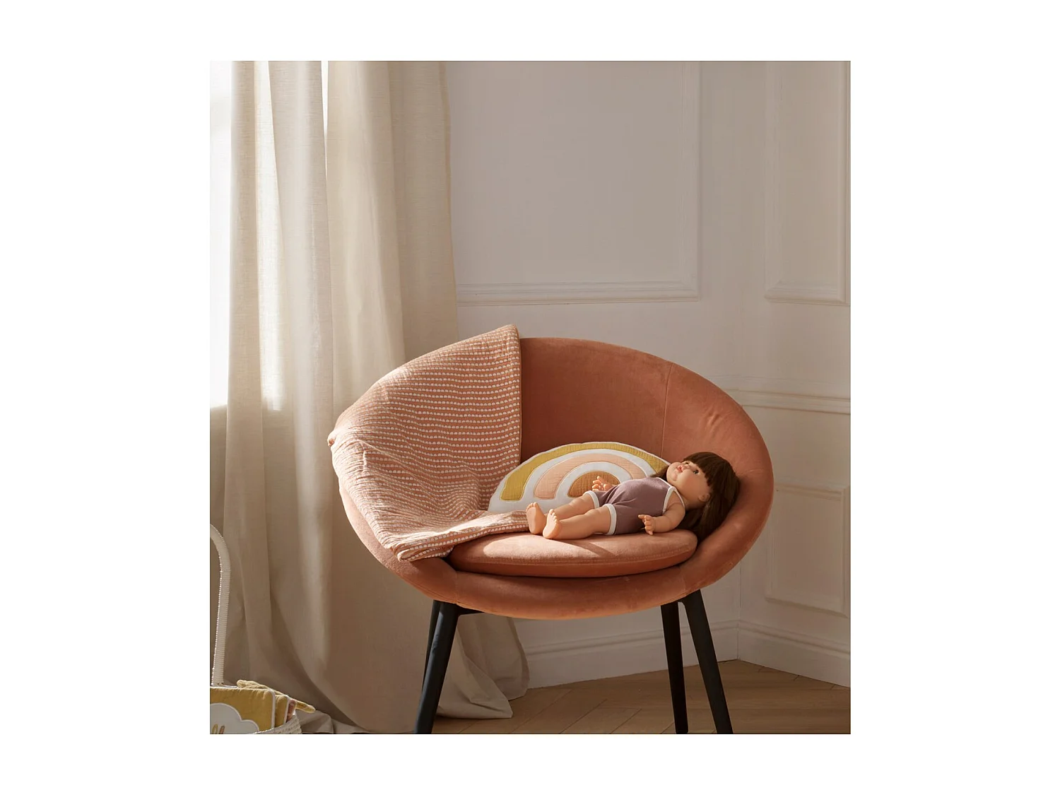 Coussin arc en ciel 35x20cm en coton blanc SUNLIGHT - Sauthon