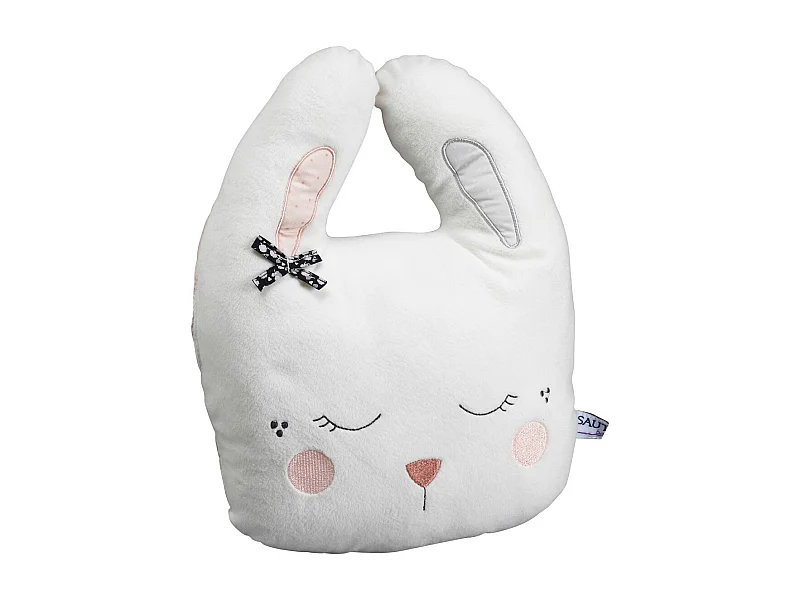 Cojín conejo poliéster blanco 34x26cm