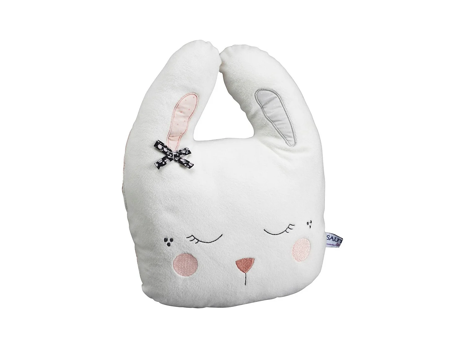 Coussin déco lapin 34x26cm en polyester blanc MISS FLEUR DE LUNE - Sauthon