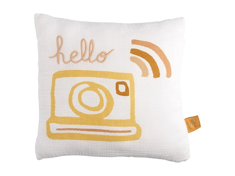 Coussin déco carré 25x25cm en coton blanc SUNLIGHT - Sauthon