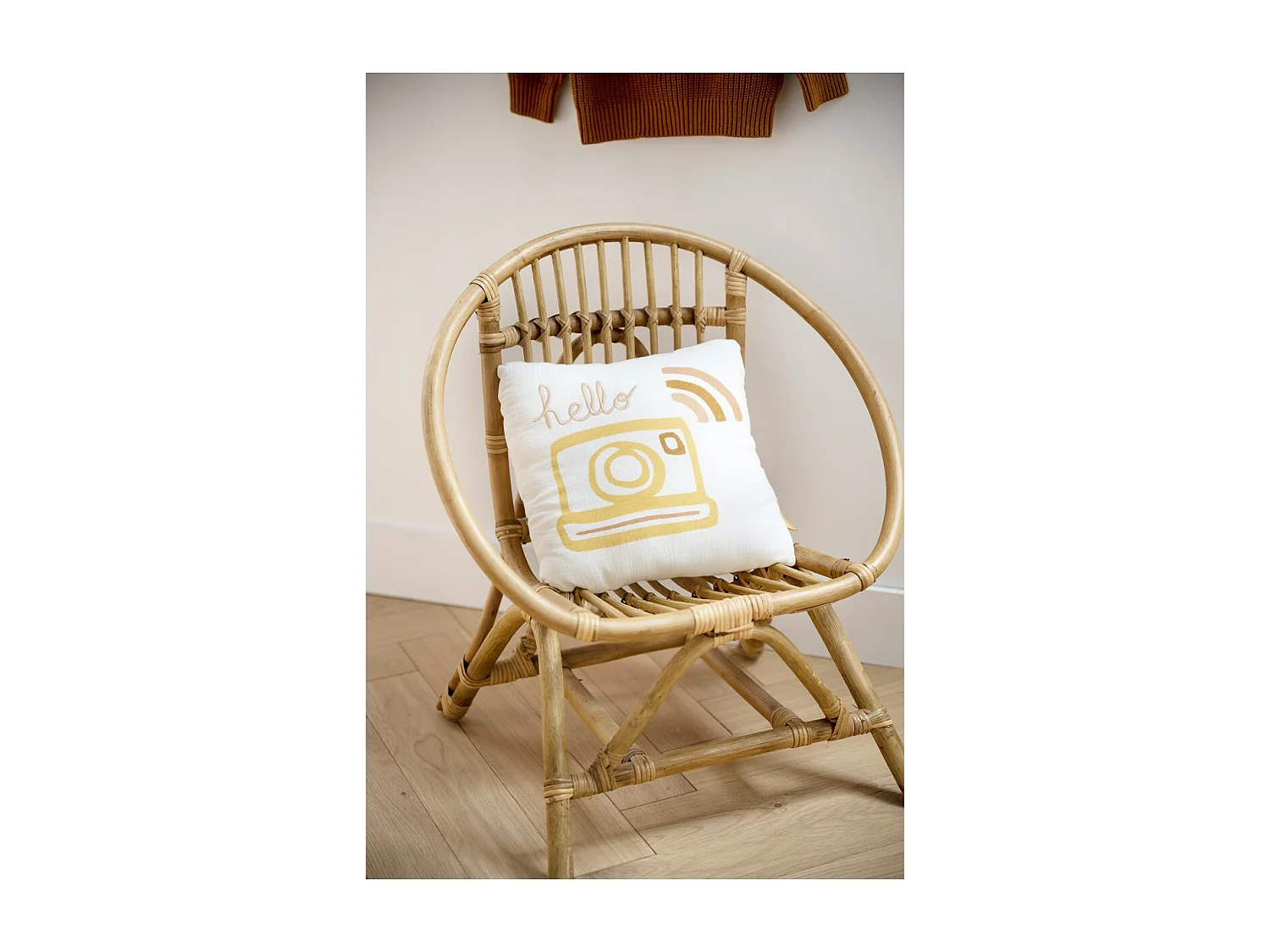 Coussin déco carré 25x25cm en coton blanc SUNLIGHT - Sauthon