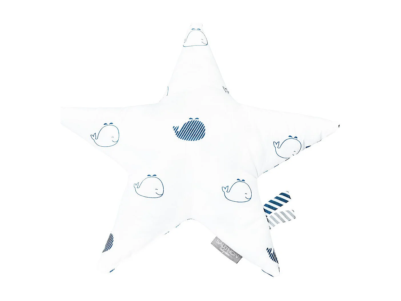 Coussin étoile en coton blanc BLUE BALEINE - Sauthon