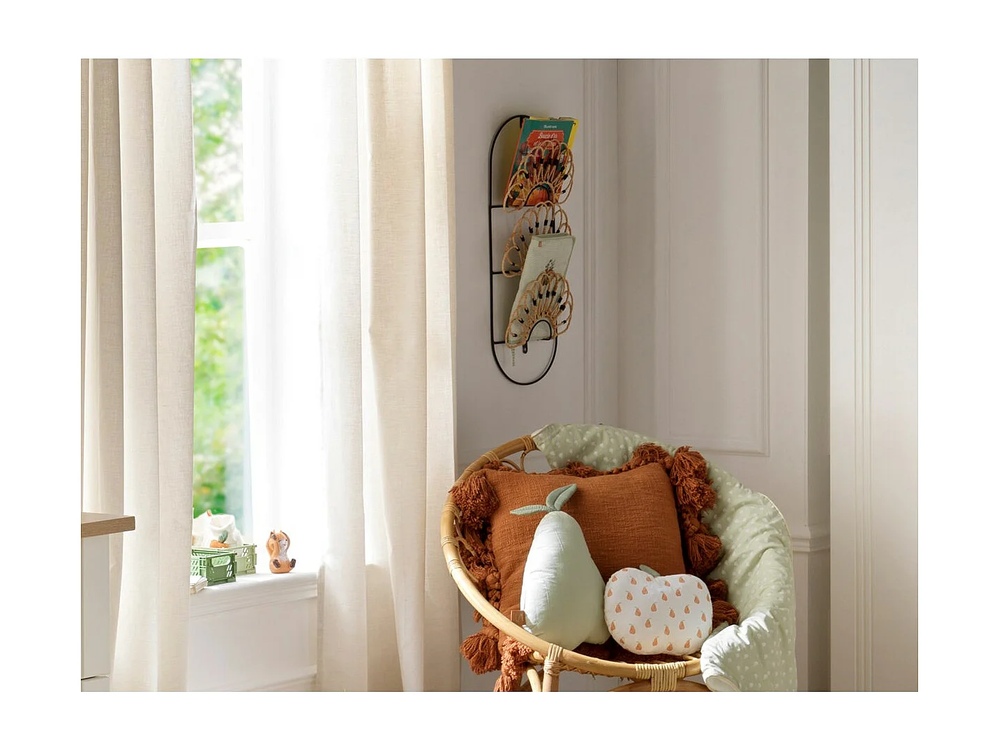 Coussin déco pomme 23x25cm en coton blanc BOTANICA - Sauthon