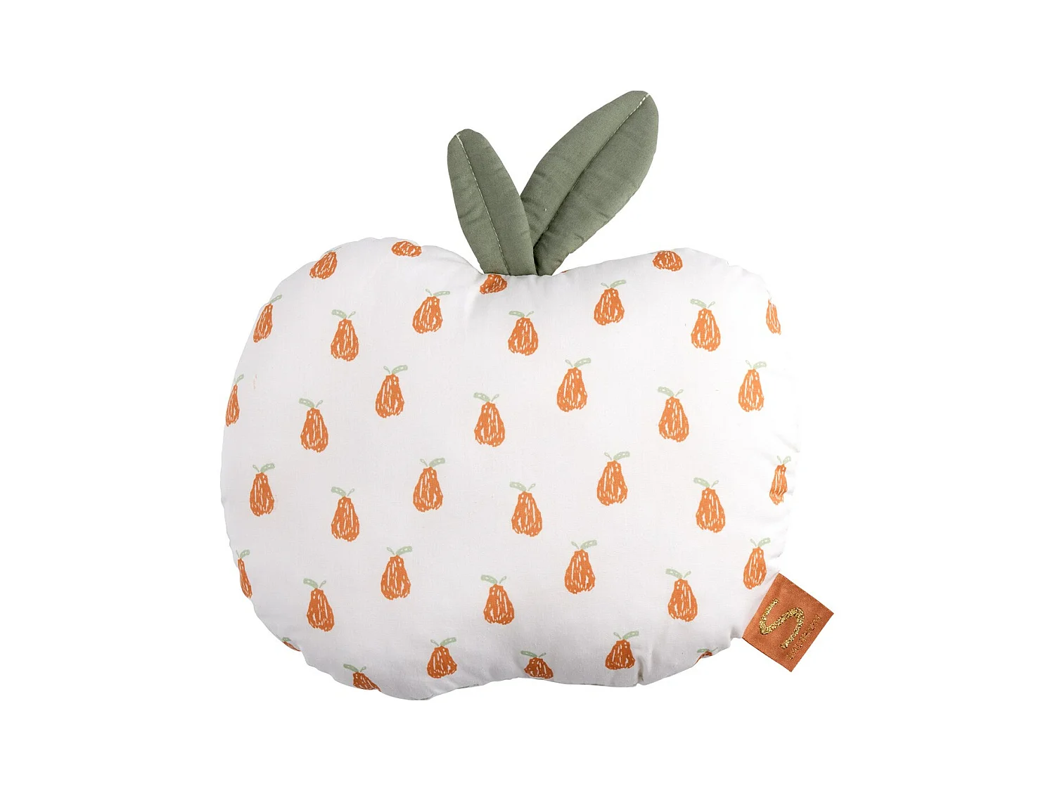 Cojín manzana algodón blanco 23x25cm
