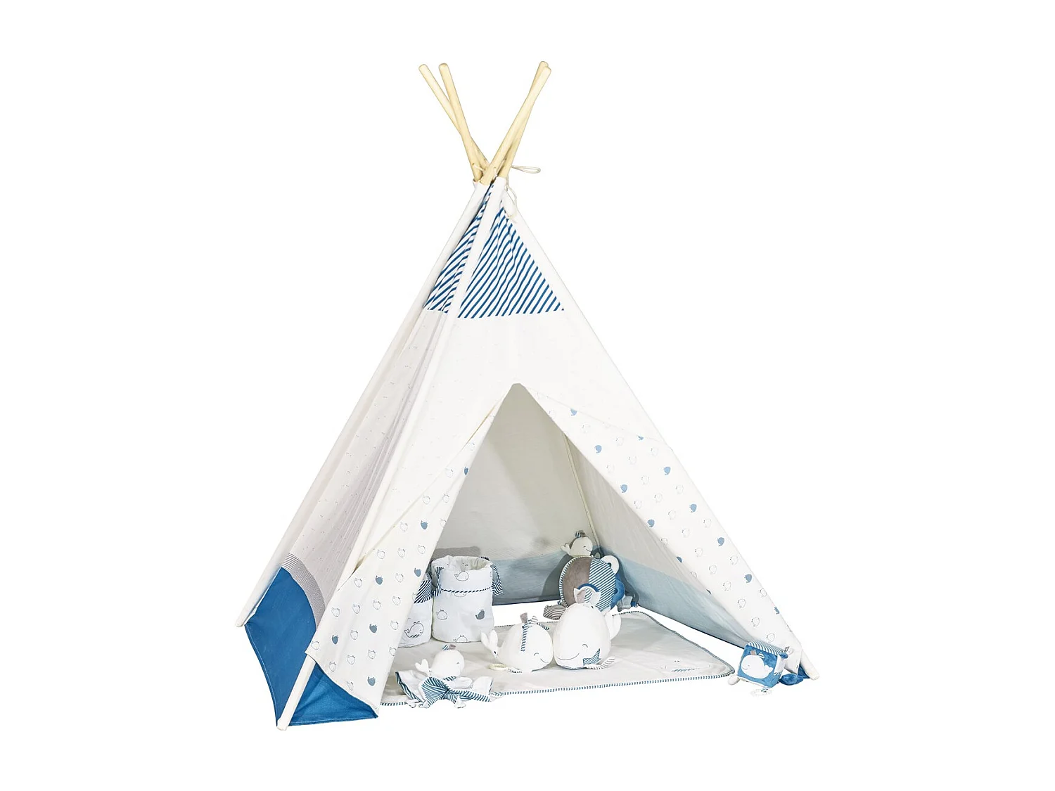 Tipi en toile en coton blanc BLUE BALEINE - Sauthon