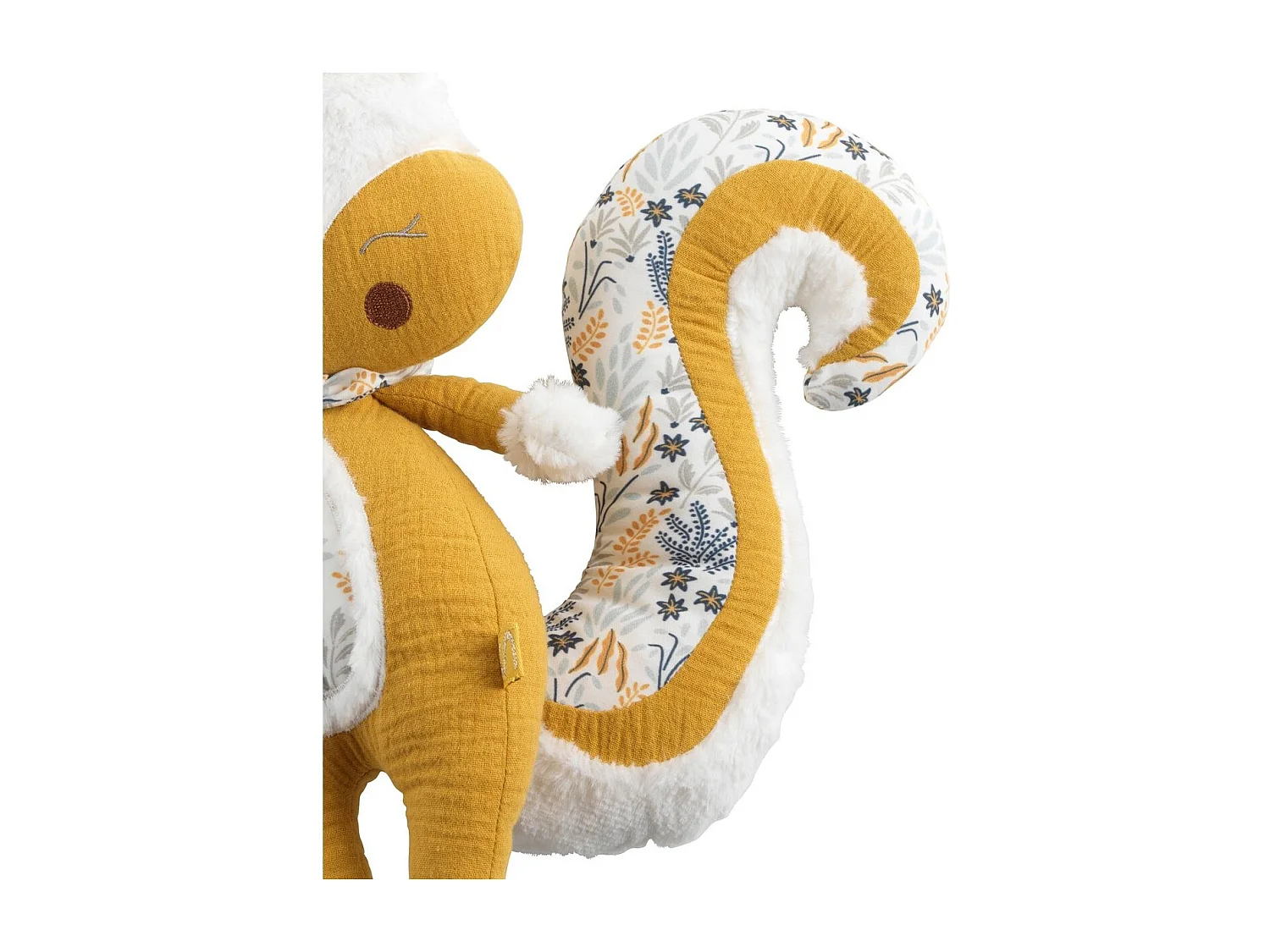 Doudou écureuil  en velours jaune foncé PROMENONS NOUS - Sauthon