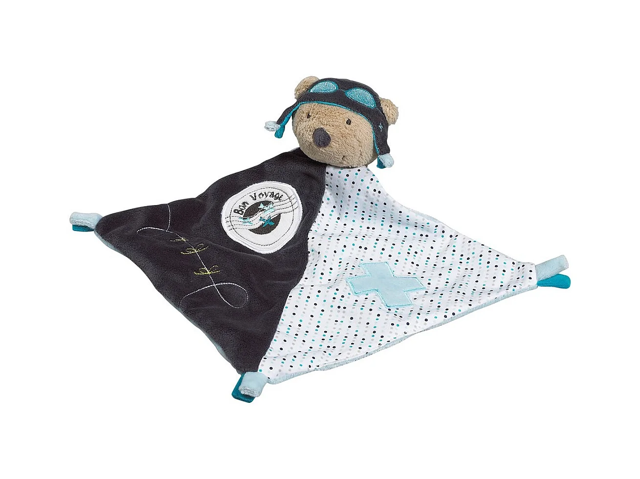 Doudou Mouchoir en velours Bleu LAZARE - Sauthon