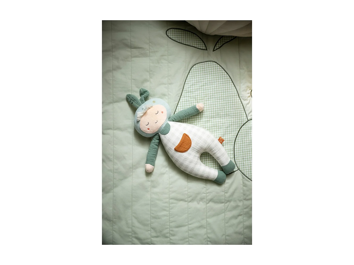 Peluche jardinero de algodón verde lima