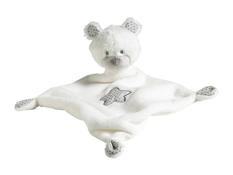 Pañuelo osito de terciopelo blanco