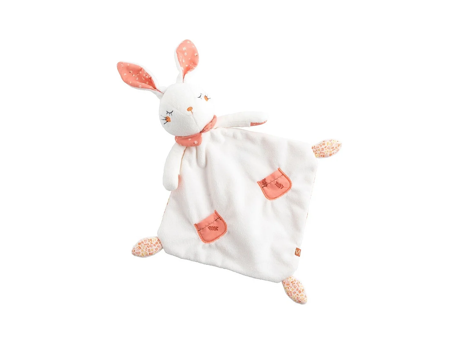 Doudou mouchoir en velours blanc ESMEE - Sauthon