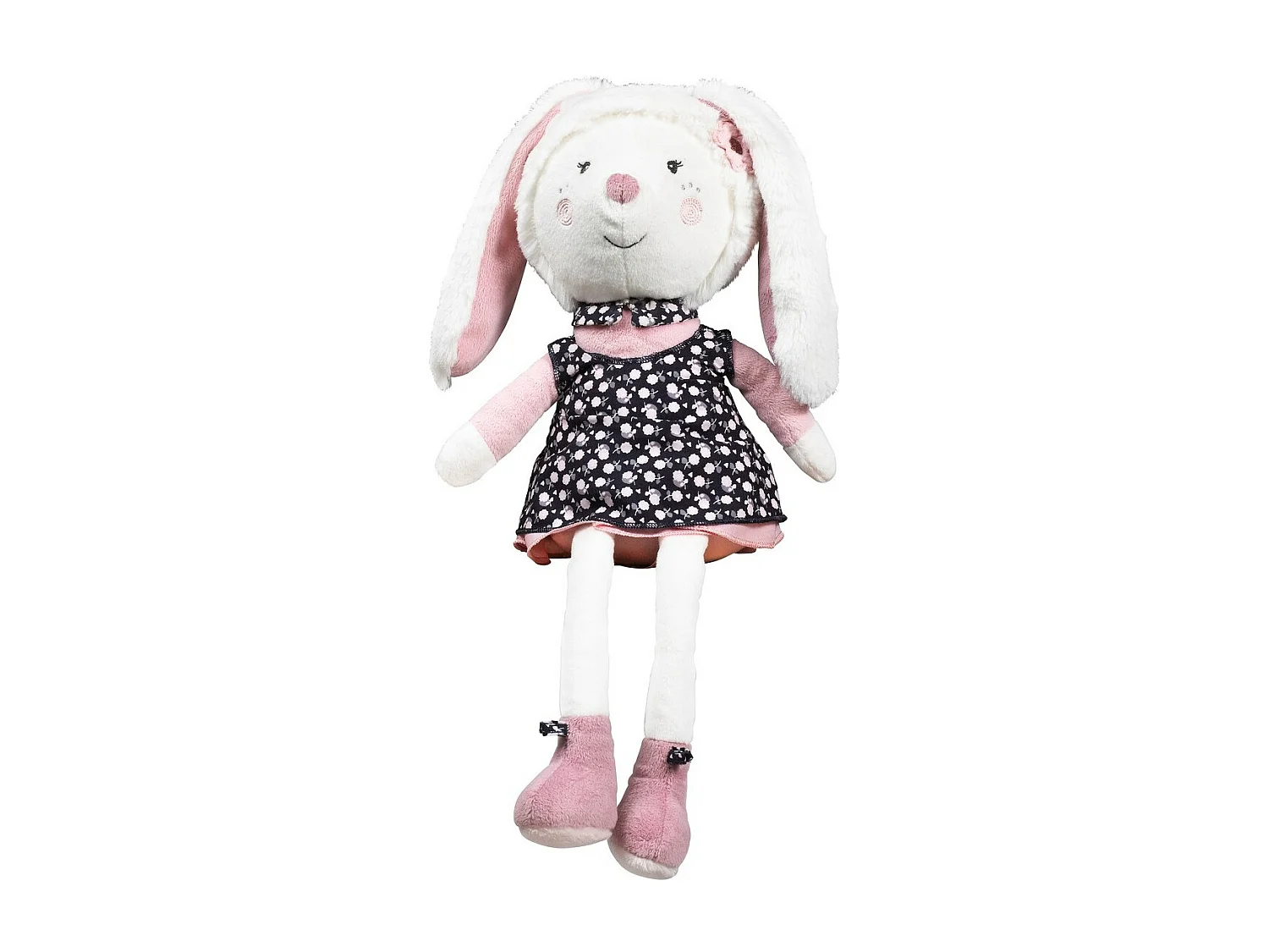 Doudou lapin grand modèle en velours blanc MISS FLEUR DE LUNE - Sauthon