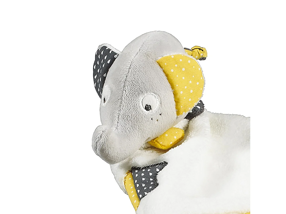Doudou mouchoir Eléphant en velours gris BABYFAN - Sauthon
