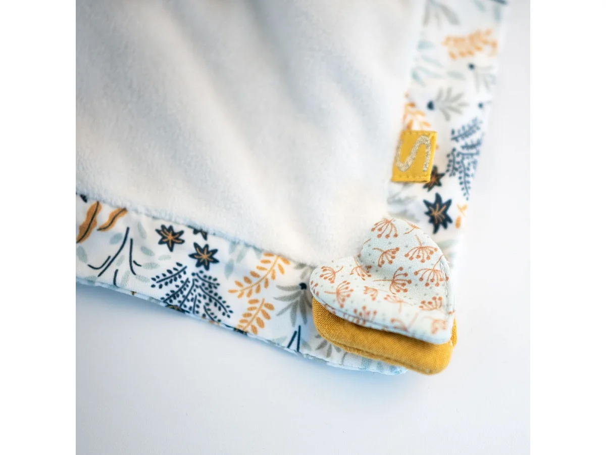 Doudou mouchoir en velours blanc PROMENONS NOUS - Sauthon