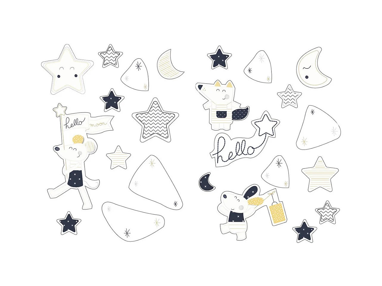Stickers Muraux 50x70cm en Adhésif Bleu HELLO - Sauthon
