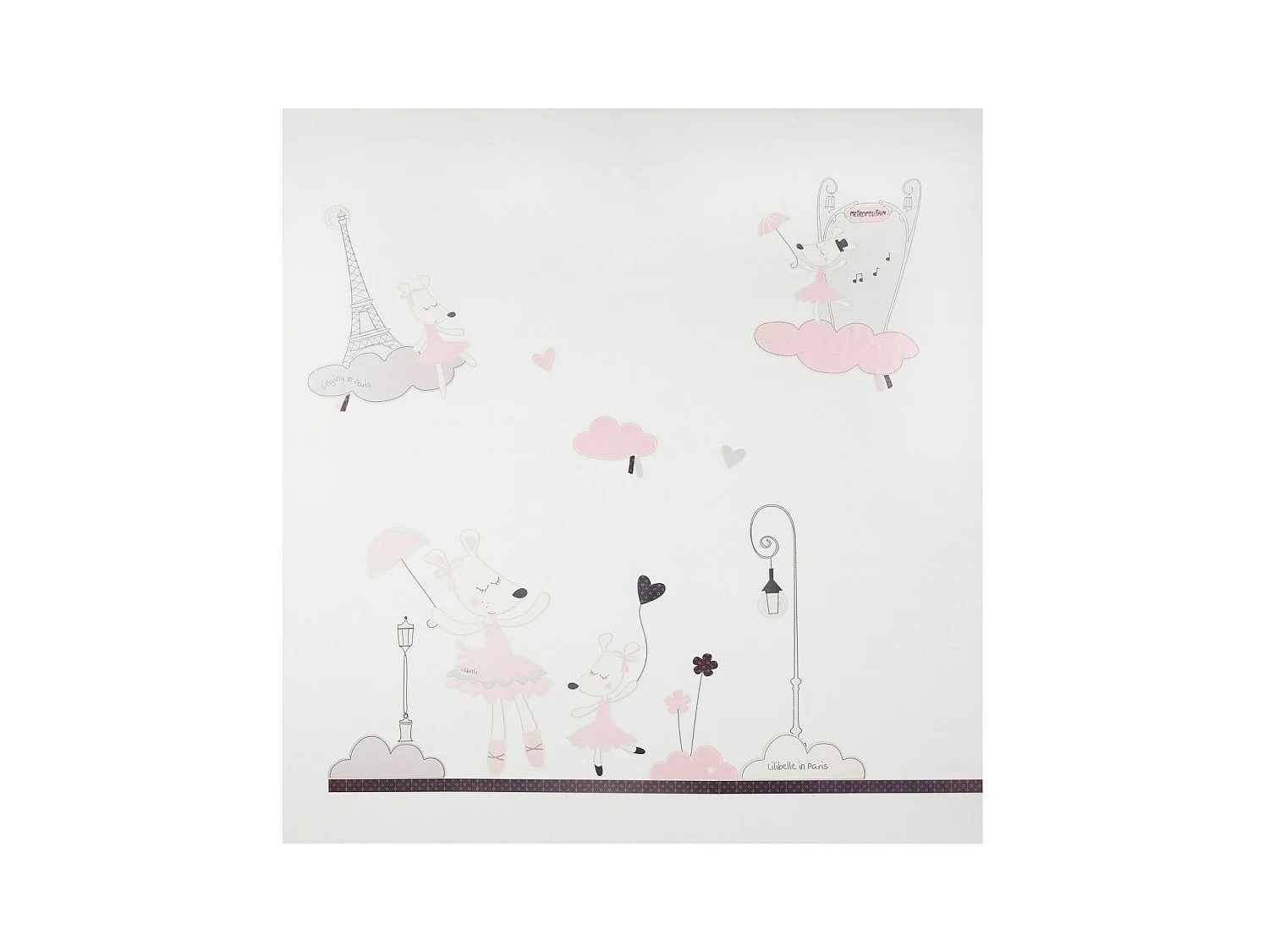Stickers muraux Petite souris 70x50cm en Papier Rose LILIBELLE - Sauthon