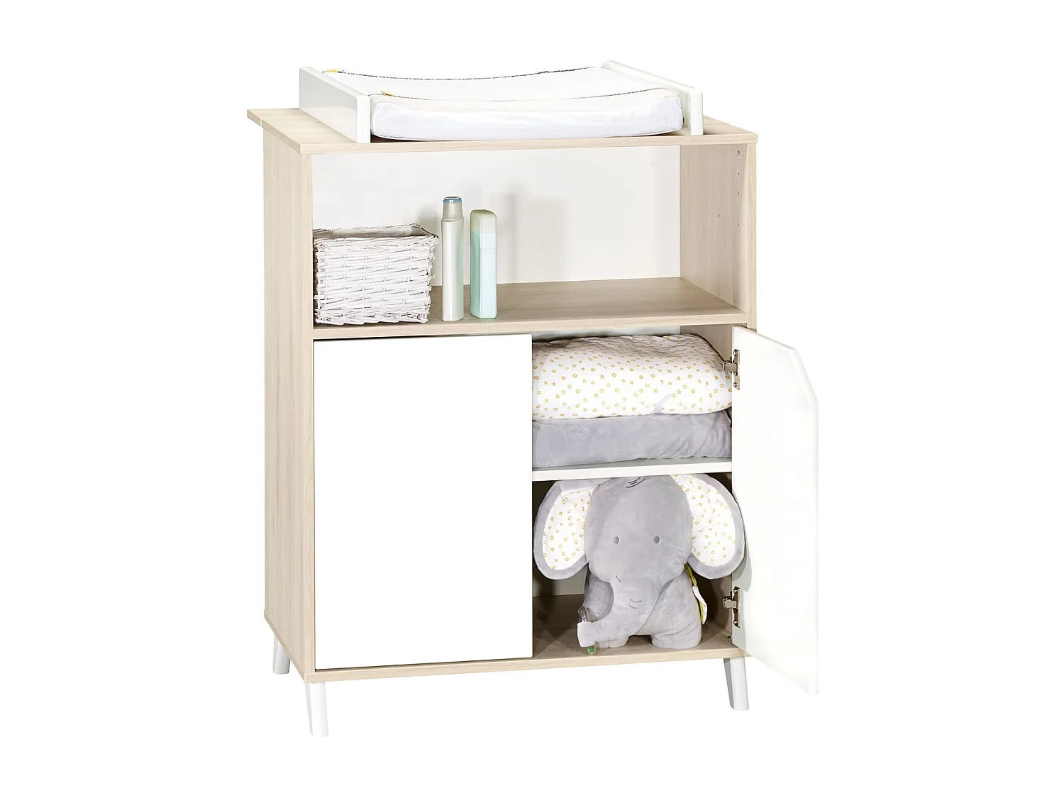 Commode à langer bébé en bois SCANDI - BabyPrice