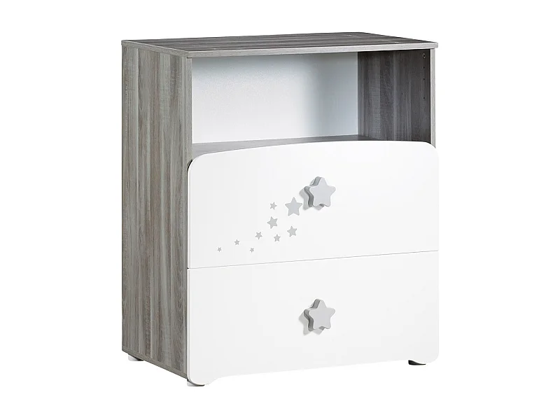 Commode à langer et 1 niche en bois blanc NAO - BabyPrice