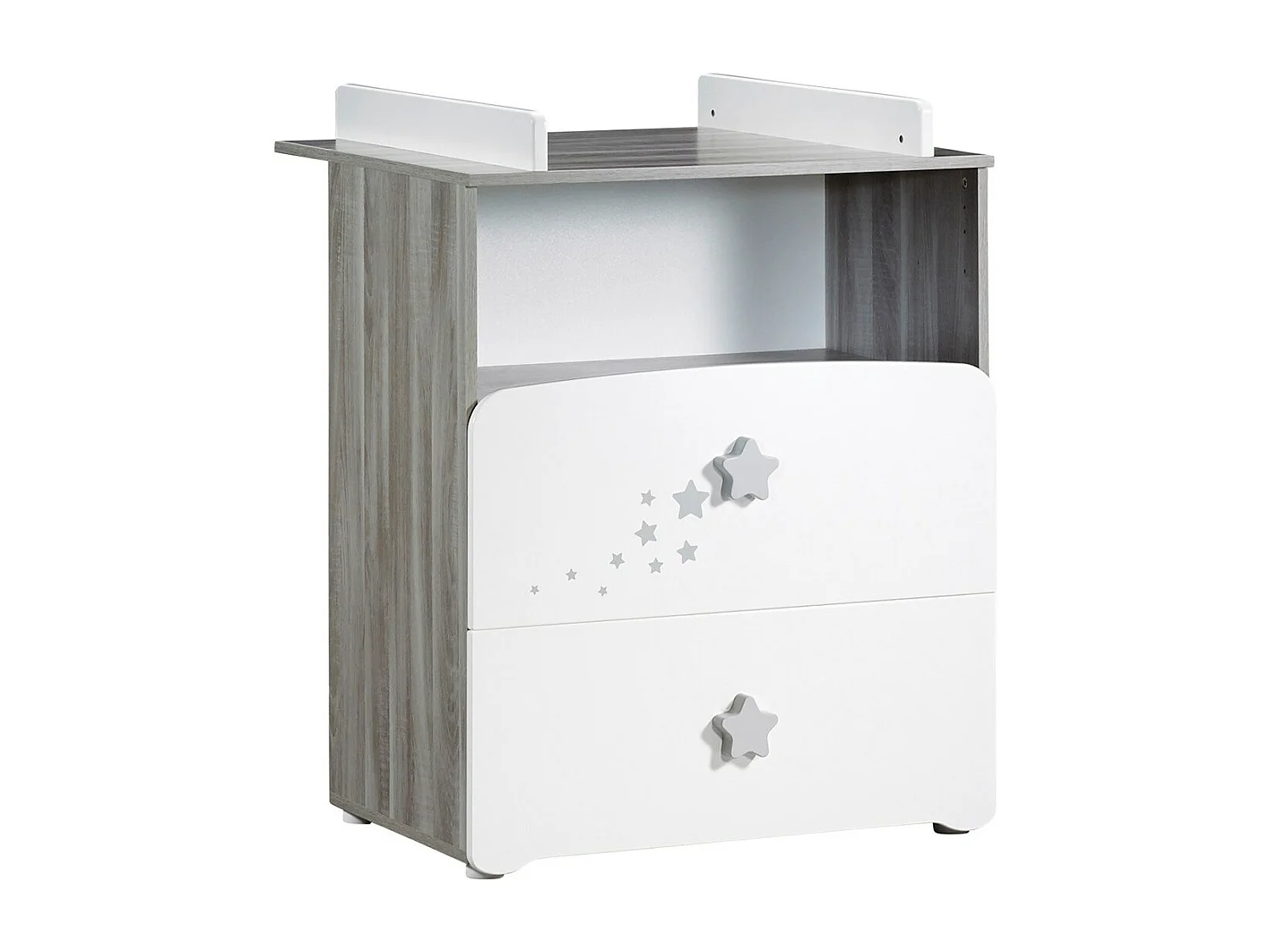 Commode à langer et 1 niche en bois blanc NAO - BabyPrice