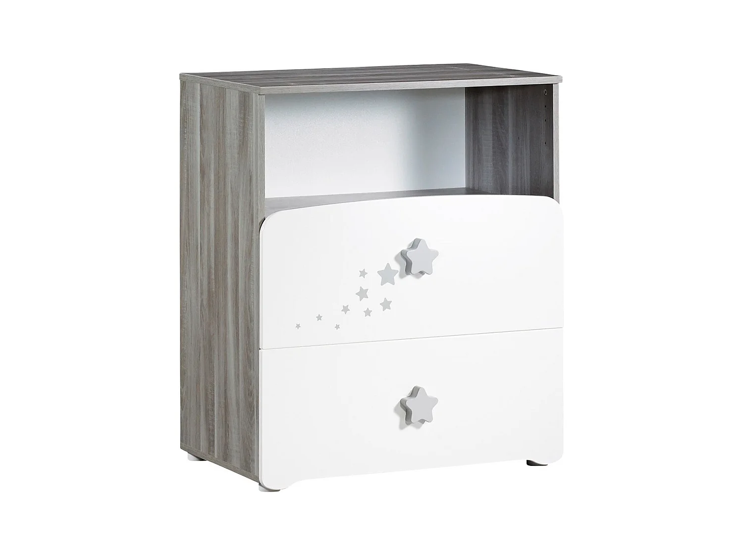 Commode à langer et 1 niche en bois blanc NAO - BabyPrice
